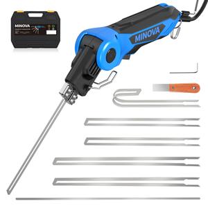 250W AC Rotatable Electric Hot Knife, 6 Blades Foam Cutter Cutting Tool Kit with Foldable Stand, Full-body Air Cooling System with Heavy-Duty Case for EPP, EPS, XPS, EVA, PU, KT Board, Sponge
