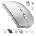 Bluetooth Wireless Mouse for Laptop mac MacBook ipad MacBook air MacBook pro pc Desktop Computer Windows Chromebook Notebook (Silver)