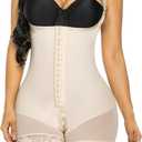 YIANNA Fajas Colombianas Shapewear for Women Tummy Control Post Surgery Compression Garment with Zipper Crotch, YA7260-Beige-S