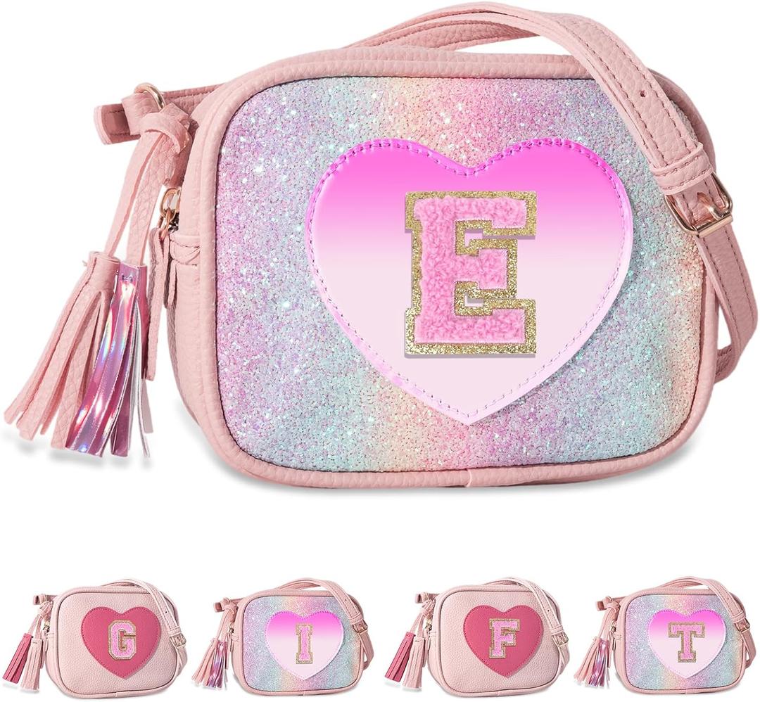 Personalized Toddler Purse for Girls 210, Cute Little Girl Purse & Kids Wallet, Small Initial Shoulder Crossbody Bag, Birthday & Christmas Gift for Daughter(Rainbow,E)