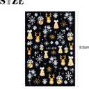 2 x 8 Sheets Glitter Christmas Nail Art Stickers Decals Self-Adhesive Holiday Gold Snowman Snowflake Winter Nail Supplies Nail Art Design Decoration Accessories