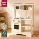 Nene Toys Wooden Play Kitchen for Toddlers & Kids – Toy Kitchen Playset with Lights & Sounds Stove, Sink, Faucet, Microwave, Oven + Food Accessories – Montessori Pretend Play Gift, Ages 3-6