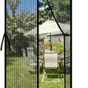 Magnetic Fly Screen Door with Stay Open Buckles - Heavy Duty Self-Sealing Mesh,Powerful Magnets,Full Frame Magic Tape (Fit for Door Size:34x82 Inch,Screen Itself Size:36x84 Inch, Black)