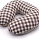 Buckwheat Neck Pillow for Sleeping U Shaped Pillow Cooling Travel Cervical Sleeping Pillow Head Neck Contour Support for Side Sleepers(12x12 inch, AB-Black)