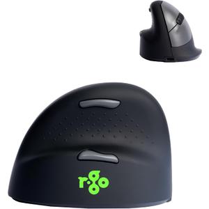 R-Go HE Ergonomic Mouse for Left Hand, Bluetooth 5.0, Silent Click, Vertical Design, with Break Software, Anti Carpal Tunnel, Rechargeable Wireless Mouse, for Windows/Mac, Customisable Buttons, Black