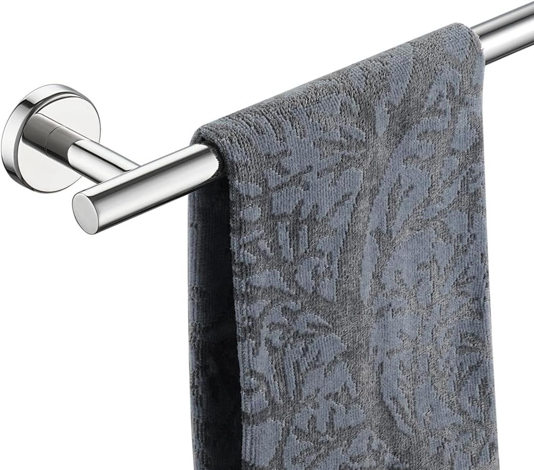 JQK Chrome Towel Bar, 15 Inch 304 Stainless Steel Thicken 0.8mm Towel Rack Bathroom, Towel Holder Polished Finished Wall Mount, Useable Length 12 Inch