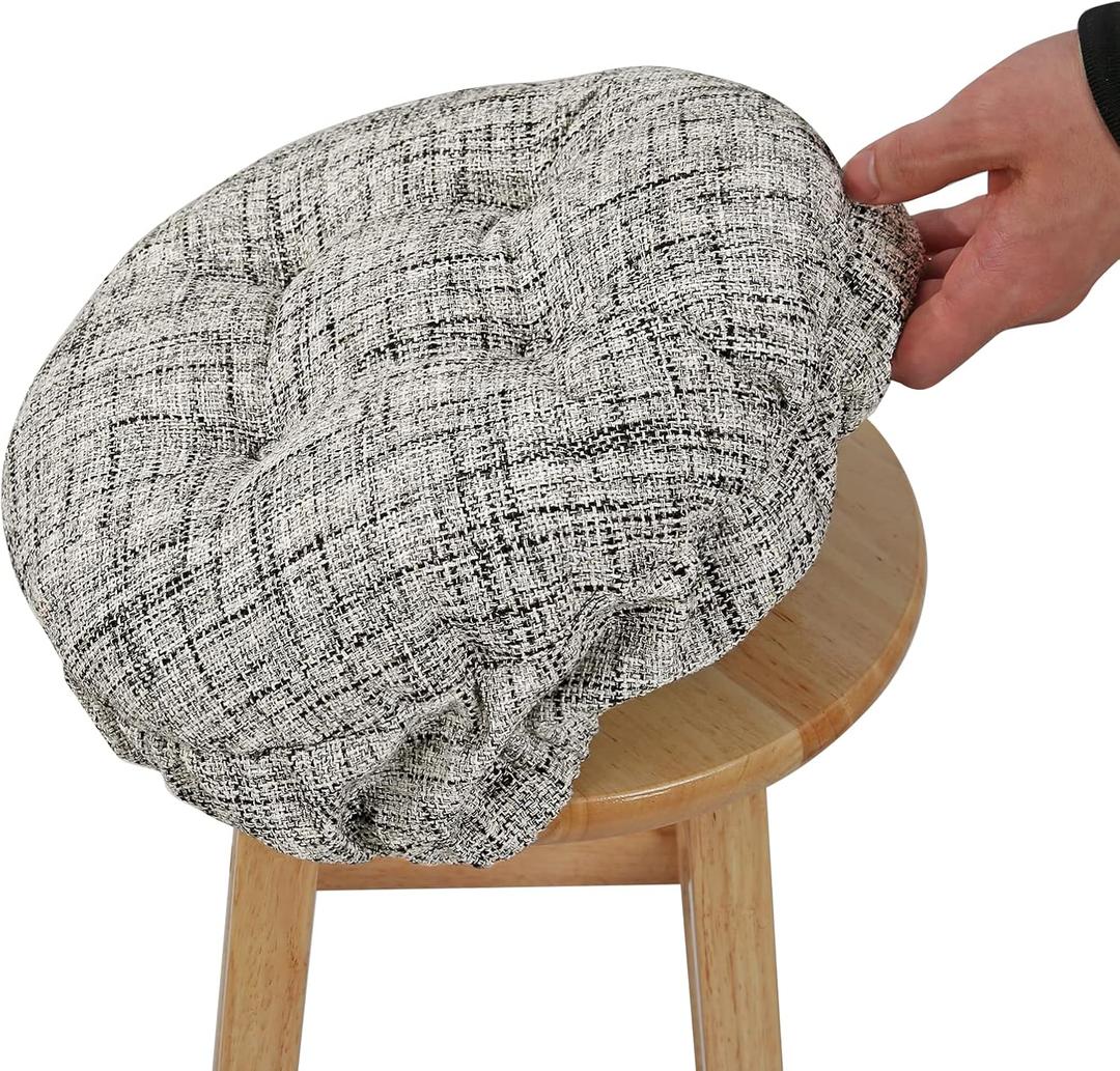 SINOSSO Modern Bar Stool Cushion Dia.13, Fashion Interweaving Design Anti-Skid Silicone Round Stool Seat Cushion Cover Padded (White, M,1)