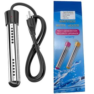 scurry Immersion Water Heater Portable Electric 304 Stainless Heaters -Auto Shut-Off, Bucket Heater with LCD Thermometer for Heating Water in Inflatable Swimming Pool, Bathtub, Bucket, Footbath, etc.