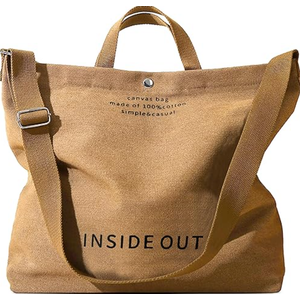 Large Tote Bag for Women, Canvas Bag Women Gift, Fashion Crossbody 16oz 100% Cotton Bag, Large Capacity Shoulder Bag (Chic Size (Large), Bri=own)