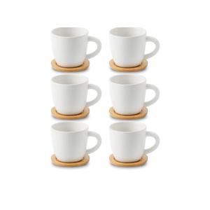 Hasense 8 oz Cappuccino Cups with Saucers set of 6, Porcelain Coffee Mugs Latte Mugs with Handle Perfect for Double Shot, Americano, Milk and Tea, White