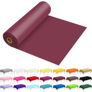 54 Inch X 100 Feet Plastic Table Cover Roll Premium Disposable Plastic Tablecloth for All Type/Shape Tables | Picnic, Party, Banquet, Birthdays, Weddings (Burgundy, 54 Inch X 100 Feet)