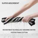 18-Piece Microfiber Bath Towels Set - 6 Bath Sheet, 6 Hand Towels, 6 Washcloths, Soft, Highly Absorbent Bathroom Towel, Quick Dry & Less Lint Shower towel for Bathroom, Hotel, Spa, Dorm-Black White, Towel Set - Pack of 18