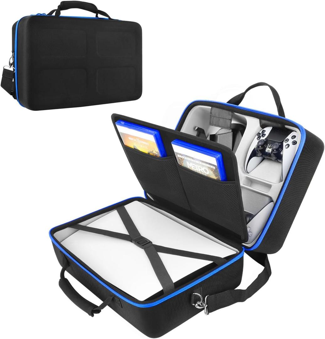 Hard Shell Carrying Case for Playstation 5 Console, Travel Case for PS5 Disc Digital Edition, Storage Bag for PS5 Controllers and Other Accessories
