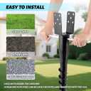 No Dig Ground Screw Anchor - Black U Shaped Post Stake for 4x4 Wood Posts, Includes Lag Bolts & 27" Rebar, for Mailbox Posts and Fence Posts Anchor, 1 Pack