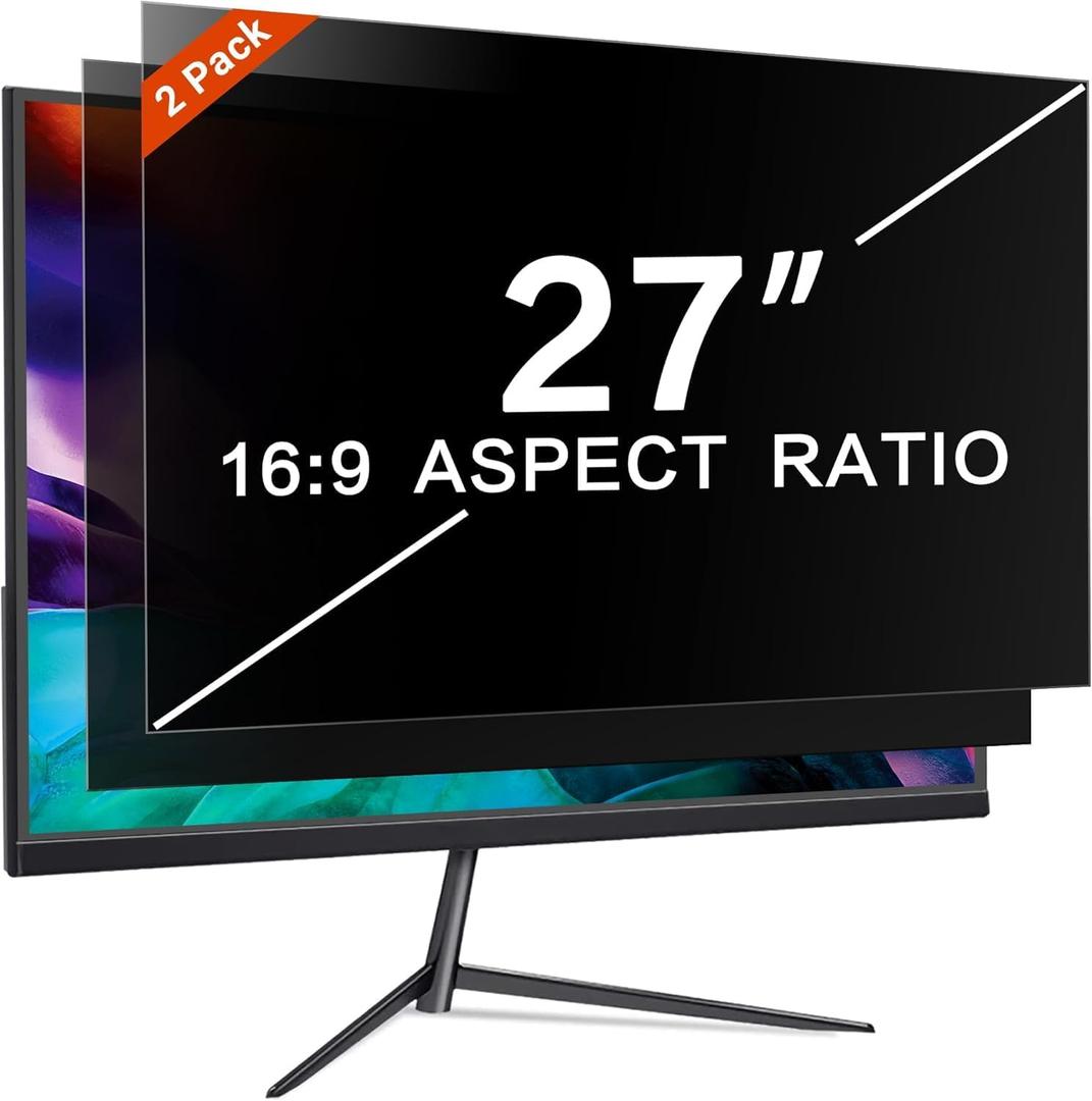 PYS 27 Inch Monitor Privacy Screen for 16:9 Widescreen Monitor, 2 Pack