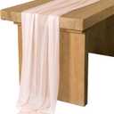 Ling's Moment 14Ft Blush Sheer Chiffon Like Table Runner with Silver Sparkle Dusty Pink Table Runners for Rustic Wedding Reception Bridal Shower Decorations Birthday Party
