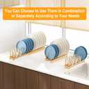Bamboo Dish Rack - Expandable Plate Rack & Dish Drying Rack for Kitchen Cabinet Storage, Adjustable Multi-Functional Design Organizer for Plates, Cups, Pots, Cutting Boards (Natural Bamboo) 2 PACK, Large