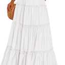 PRETTYGARDEN Boho Maxi Skirts for Women Trendy Summer 2026 Spring Long Flowy A Line Tiered Skirt Beach Vacation Clothes Dress Medium