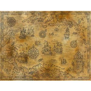 SADFA 7x5ft Pirate Treasure Map Backdrop Nautical Theme Party Decor, Halloween Trunk Or Treat, Kids Birthday Banner, Photo Booth Props