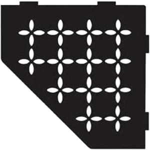 Schluter Pentagonal Corner Shelf for Tiled Walls - Floral Design, Aluminum Material, Matte Black Finish, 3/32 Thick Anchoring Tabs - SES2D5MGS