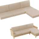7-Piece Patio Furniture Cushions Set, Replacement Outdoor Cushions for 4-Seat Patio Sectional, Waterproof & Fade Resistant Deep Seat Cushion for Outdoor Sofa, Beige