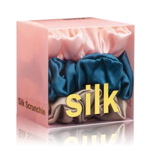Silk Scrunchies for Hair 100% Mulberry Silk Hair Ties 3 Pack(Pink, Peacock Blue, Apricot) Silk Scrunchies for Hair 100% Mulberry Silk Hair Ties 3 Pack(Pink, Peacock Blue, Apricot)