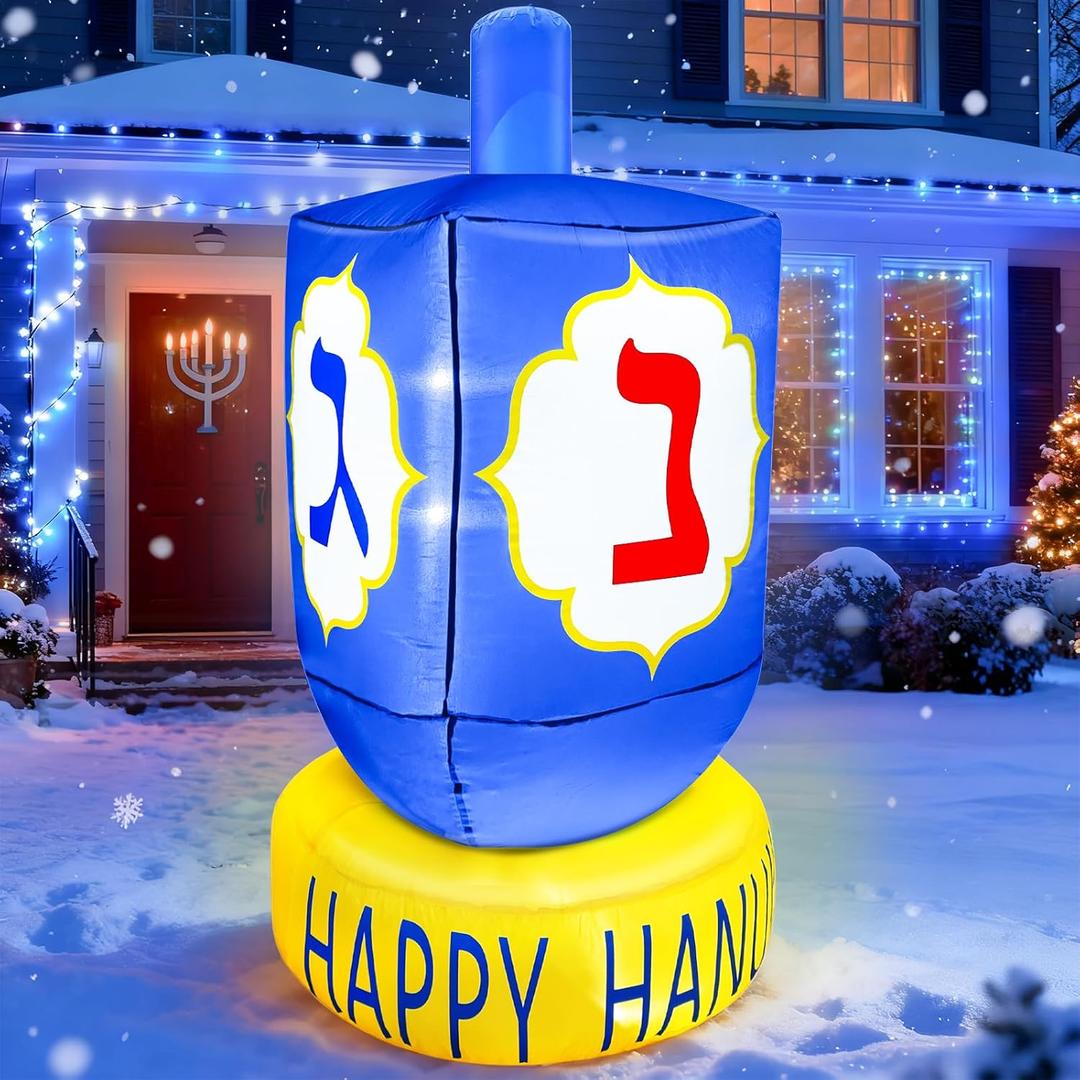 TURNMEON 4 Ft Hanukkah Dreidel Inflatable Decorations with Built-in 3 LED Lights,Chanukkah Blow up Yard Decor for Outdoor Indoor Yard Garden Lawn Home Holiday Party