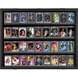 36 Baseball Card Display Case 1 Pack, Graded Sports Card Display Frame Lockable with UV Protection, Large Wall Cabinet for Football Hockey Basketball Trading Cards 1 Pack