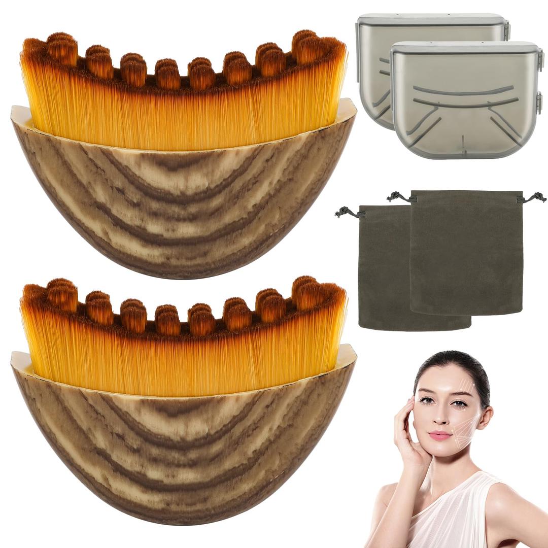 Lymphatic Contour Face Brush, Contour Face Brush Lymphatic Drainage Massager for Face, Ergonomically Designed to Fit The Skin Precisely and Relieve Fatigue (2PCS)