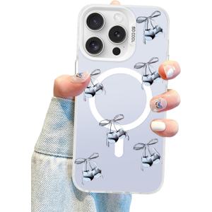 Aitipy Magnetic for iPhone 11 Pro Max Case, Cute Sliver Cherry Pattern [Compatible with MagSafe], Aesthetic Trendy Slim Shockproof Protective Phone Cover for Women Girls