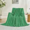 Throw Blanket for Couch - Flannel Fleece 3D Striped Ribbed Bed Blanket.Super Soft Blankets for Women Girls,Teacher Gifts Birthday Gifts Room Home Dorm Decor (Green, Throw(50"x60"))