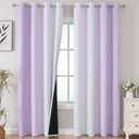 Estelar Textiler Lilac and Greyish White Gradient Blackout Curtains for Bedroom, Thermal Insulated Ombre Blackout Drapes, Light Blocking Energy Saving Curtains for Living Room,52Wx84L,2 Panels