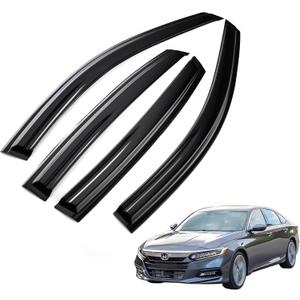 Window Visors Rain Guards for 2018-2022 Honda Accord 4-Door, Tape-on No Drill 4-Piece Side Window Deflectors, UV Resistant Wind Noise Reduction