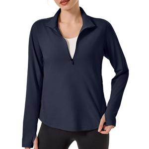 UPF 50+ Hiking Shirt for Women - 1/4 Zip Long Sleeve Sun Protection Top Lightweight & Quick Dry for Trail Running, L
