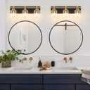 3 Light Modern Bathroom Light Fixtures Over Mirror, Black Gold Vanity Lights for Bathroom Wall Sconces with Clear Glass Shades, E26 Socket (Bulbs Not Included)