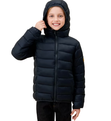 OLOCOTE Girls Boys Winter Coats, Kids Lightweight Water-Resistant Windproof Packable Hooded Down Like Padding Jacket, Size 10Y, Black