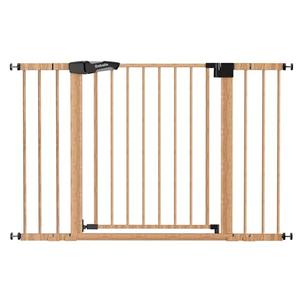 Babelio 29-48" Metal Baby Gate with Brown Wood Pattern, Auto Close Dog Gate PressGuard P7 for The House, Stairs and Doorways, Pressure Mounted Pet Gate with Door, Safety Gate for Child and Pets
