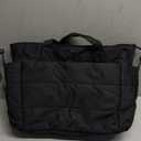 LOVEVOOK Tote Bag for Women with Giant Tumbler Holder Pocket, Puffer Work Travel Laptop Handbag with Zipper for Nurse Teacher (M-15.6 Inch, Black)