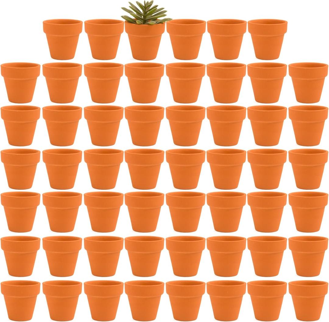 Fcacti 54 Pcs Small Mini Clay Pots 2.1'' Terracotta Pot Clay Ceramic Pottery Planter Cactus Flower Pots Succulent Nursery Pots- Great for Window Boxes, Cactus, Plants, Crafts, Wedding Favors