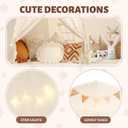 Sumbababy Large Teepee Tent for Kids: with Star Lights & Flags - Tent for Kids Indoor Kids Teepee for Boys & Girls - Playhouse Inside Canopy Bed for Playroom Gift Toys (Cream)