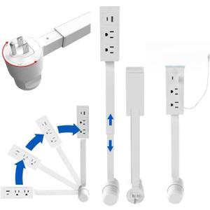 Outlet Extender Features Outlet for Hard-to-Reach Spaces, Sofas, etc. 2 AC Outlets, USB-C Ports, USB-A Ports. Extending 21''-28''Suitable for Placement Behind Bedside Tables, desks, Sofas, etc.