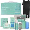 Postpartum Care Kit for Mom (14-Piece) - Includes Labor and Delivery Gown, Peri Bottle, Witch Hazel Foam, Pad Liners & More! with Hospital Essentials for Women After Birth