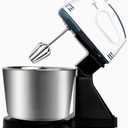 Electric Stand Mixer with Bowl, 7-Speed Hand and Stand Mixer Combo, White and Black