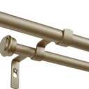 Exclusive Home Curtains ER1025-05 3672 Topper Double Curtain Rod and Finial Set, 36"-72", Gold