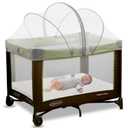 Pack N Play Tent Cover - Bassinet Cover for Pack N Play/Travel Crib/Mini Crib/Playpen, Bassinet Mosquito Net Cover with Two-Way Zippers (White-Large)