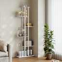 6 Tier Corner Bookshelf，Slim Open Bookshelf，Small Book Shelf for Small Spaces，Living Room, Home Office, 9.45 x 20.8 x 62.2 Inches,（1Pack+White)