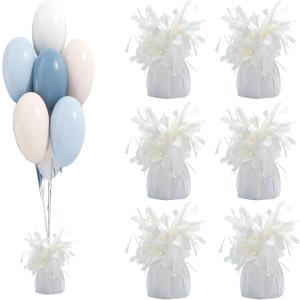 balloon weights are perfect for parties, birthdays, weddings. Each pack includes 6PCS durable weights that easily decorate balloons and elevate any celebration. (White 6pcs)