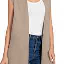 Women's Long Knit Cardigans Ribbed Sleeveless Sweater Casual Outwear Open Front Draped Duster Vest (XXL)