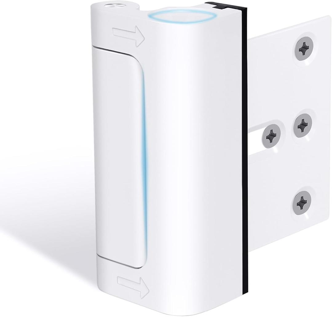 Door Reinforcement Lock Withstands 800lbs of Force - White Extra Proof Door Lock for Kids Safety with 8 Screws Prevents Unauthorized Entry, Add a Door Security Lock for Home Safety & Privacy