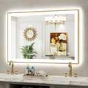 Amazon.com: YEELAIT 44x30 Inch LED Bathroom Mirror with Lights (Front Lit and Backlit) Gold Framed Lighted Vanity Mirror for Bathroom Wall Dimmable Anti-Fog Memory Tempered Glass Horizontal/Vertical : Home & Kitchen